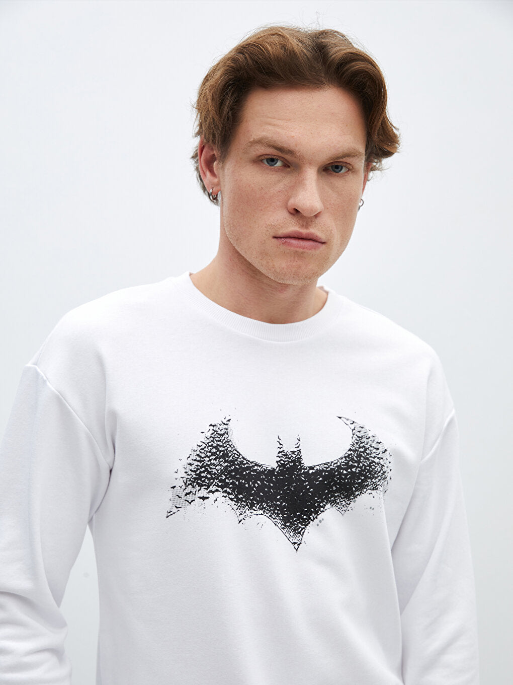 Crew Neck Long Sleeve Batman Printed Men's Sweatshirt