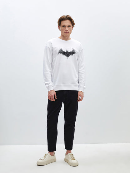 Crew Neck Long Sleeve Batman Printed Men's Sweatshirt