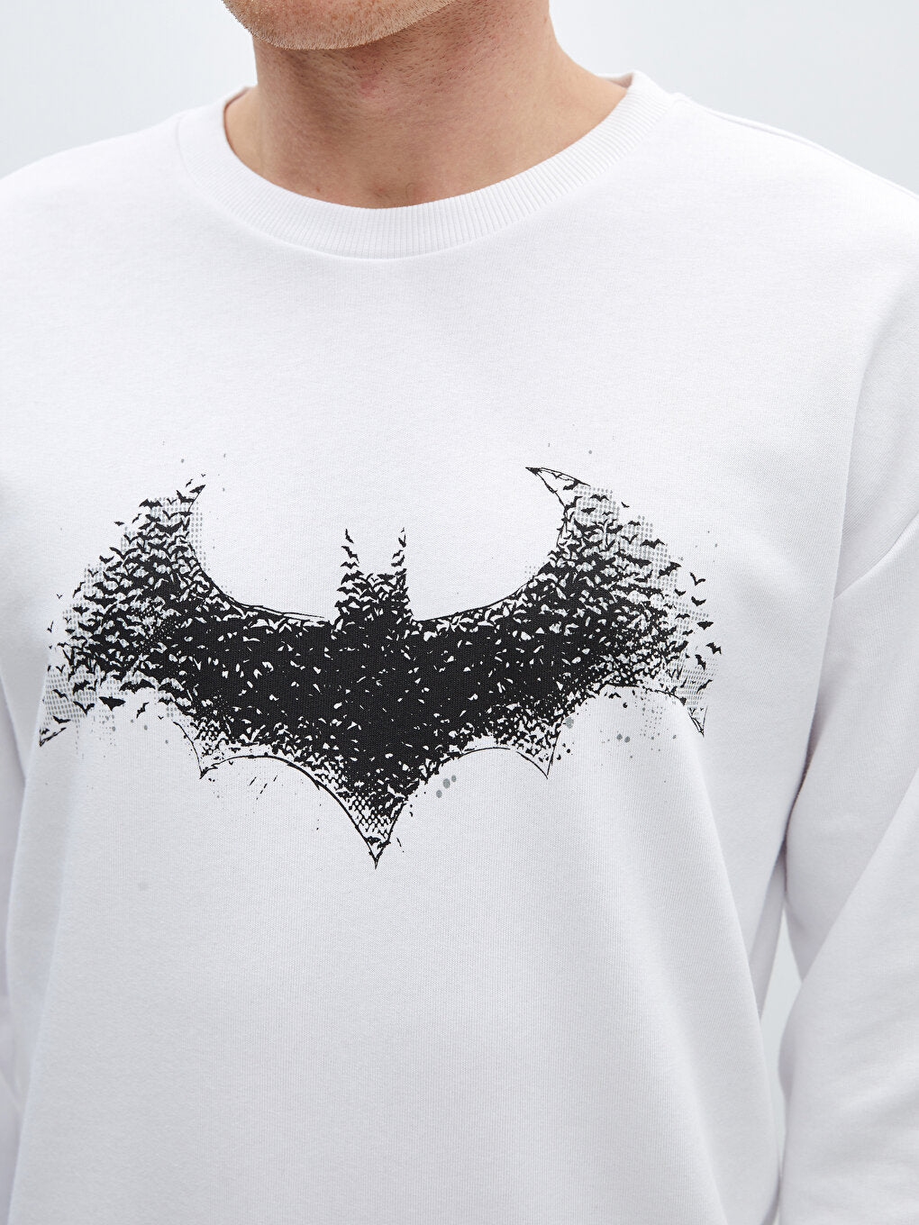 Crew Neck Long Sleeve Batman Printed Men's Sweatshirt