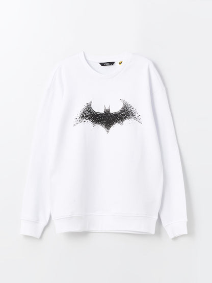 Crew Neck Long Sleeve Batman Printed Men's Sweatshirt