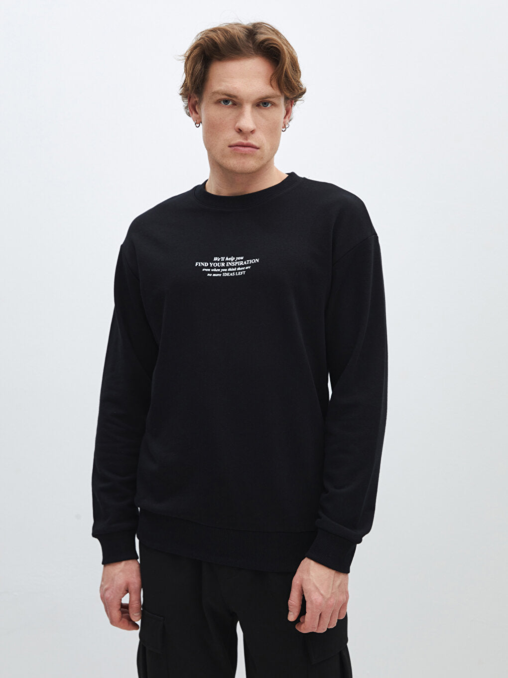 Crew Neck Long Sleeve Printed Men's Sweatshirt