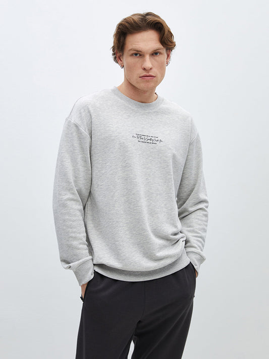 Crew Neck Long Sleeve Printed Men's Sweatshirt