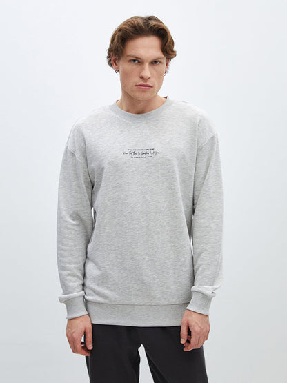 Crew Neck Long Sleeve Printed Men's Sweatshirt