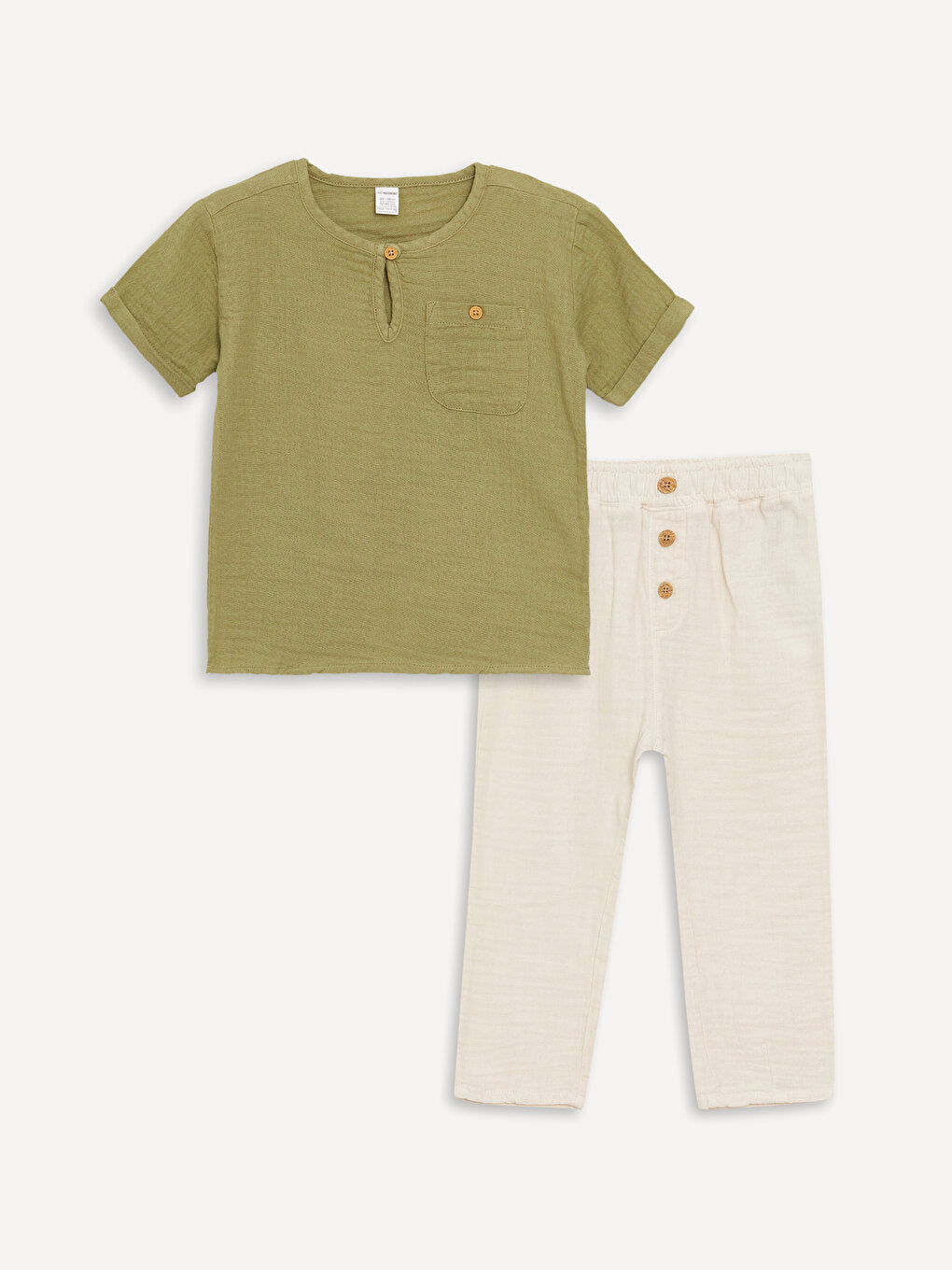 Crew Neck Short Sleeve Baby Boy T-Shirt and Trousers 2-Piece Set