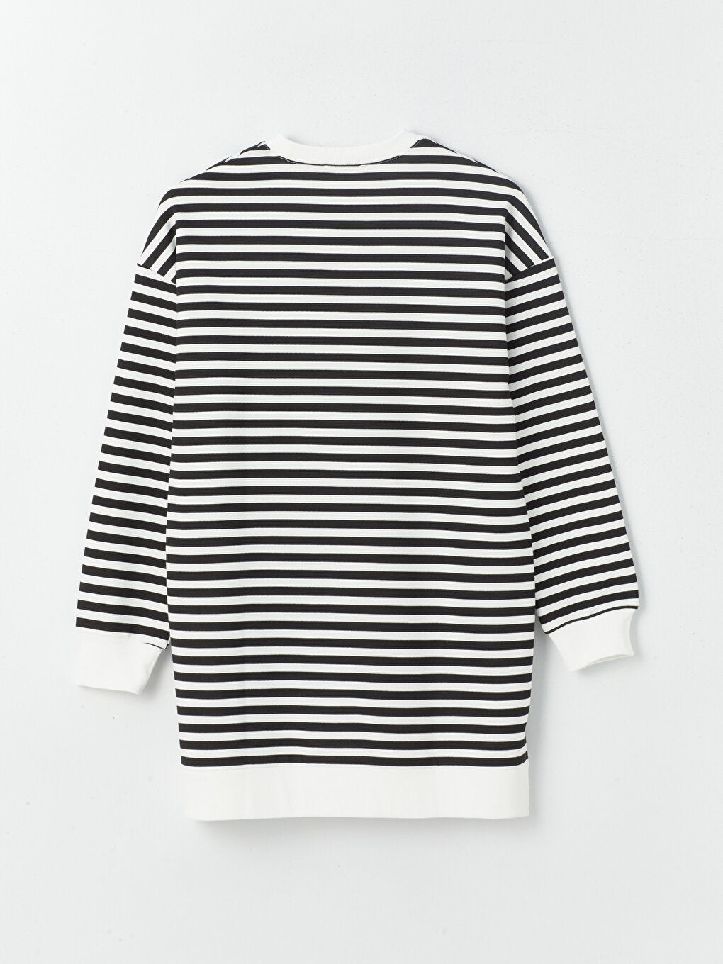 Crew Neck Striped Long Sleeve Women's Sweatshirt Tunic