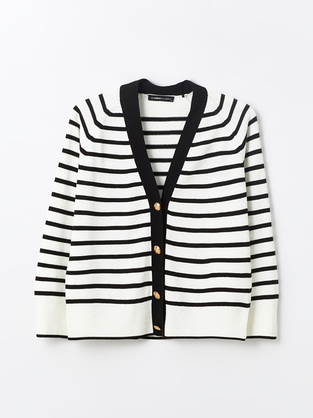 V-Neck Striped Long Sleeve Women's Knitwear Cardigan