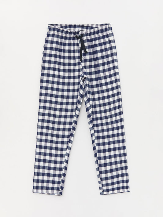 Plaid Boy's Pajama Bottom with Elastic Waist