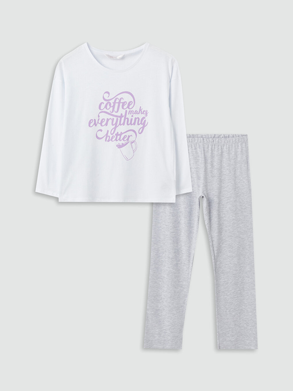 Crew Neck Printed Long Sleeve Women's Pajama Set