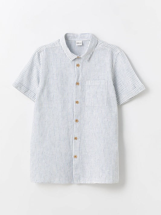 Striped Short Sleeve Boy Shirt