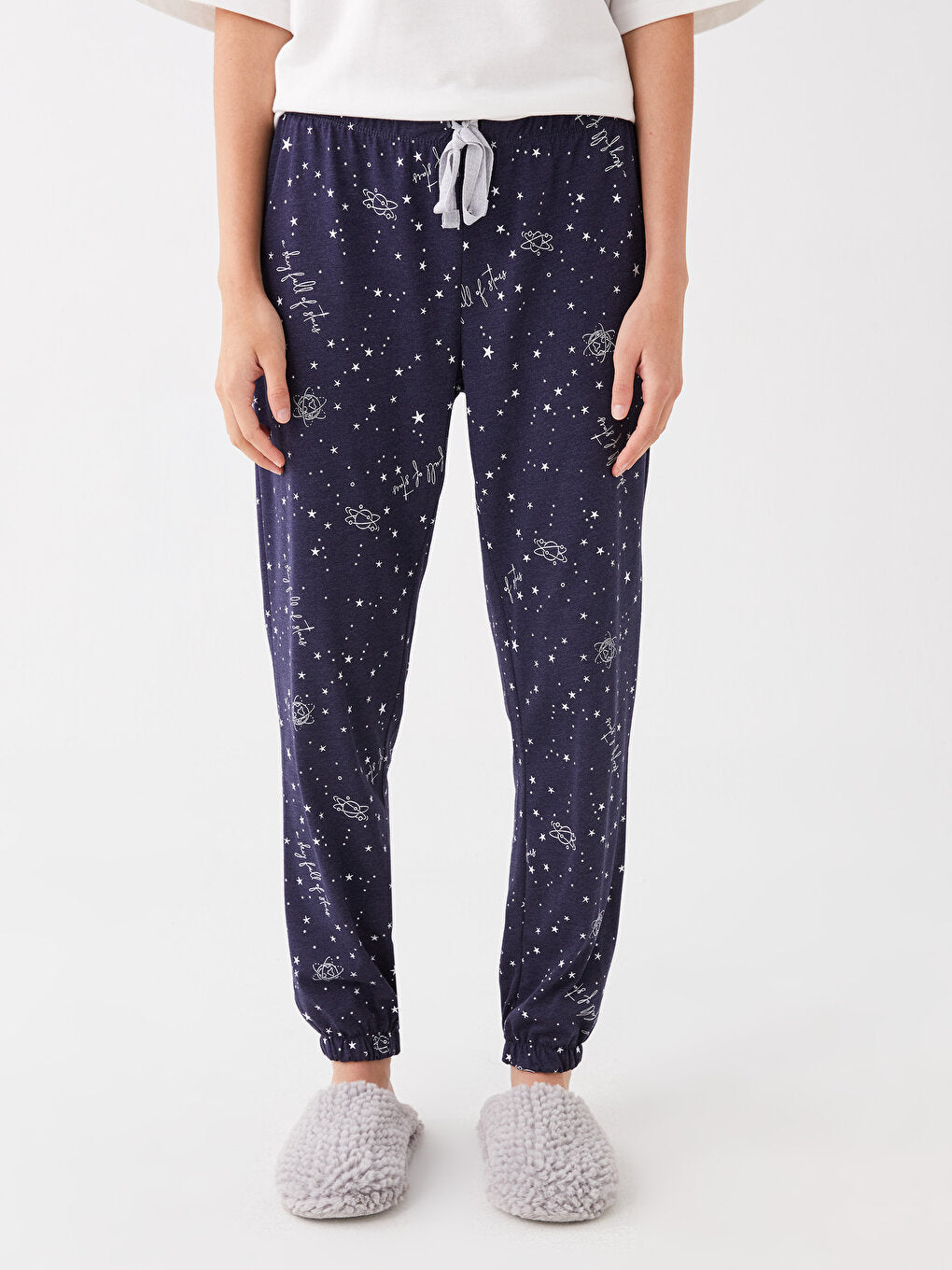 Patterned Women's Jogger Pajama Bottoms with Elastic Waist