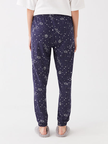 Patterned Women's Jogger Pajama Bottoms with Elastic Waist