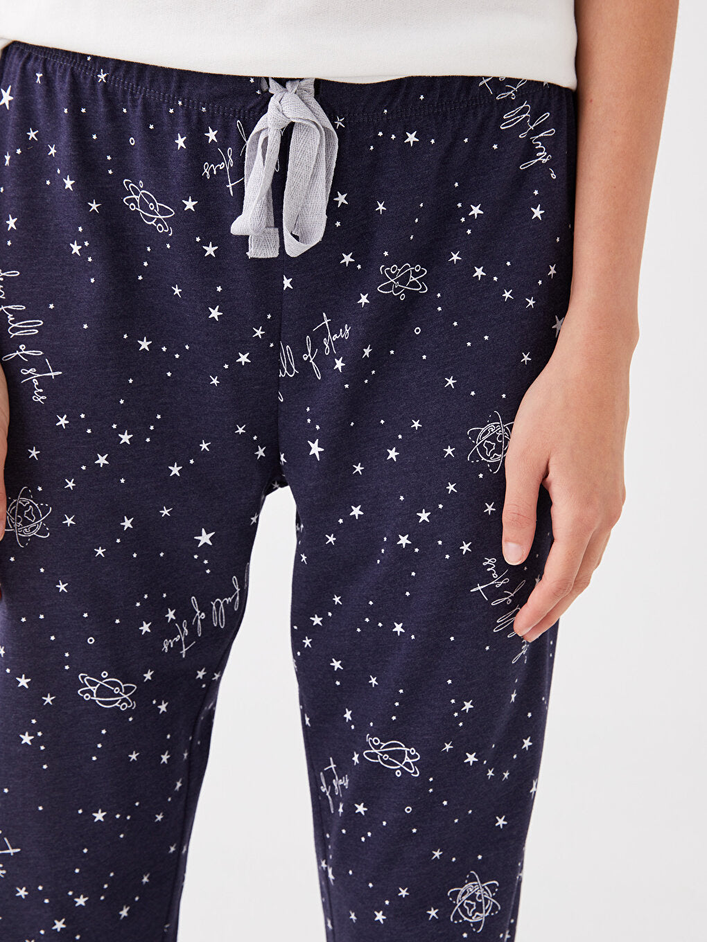 Patterned Women's Jogger Pajama Bottoms with Elastic Waist