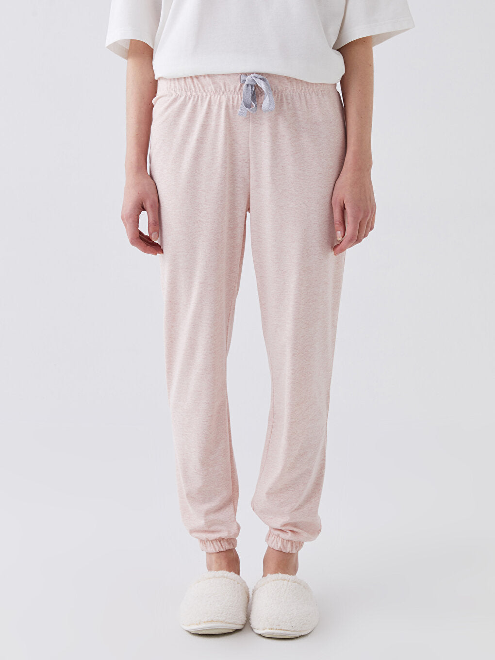 Women's Elastic Waist Plain Jogger Pajama Bottoms