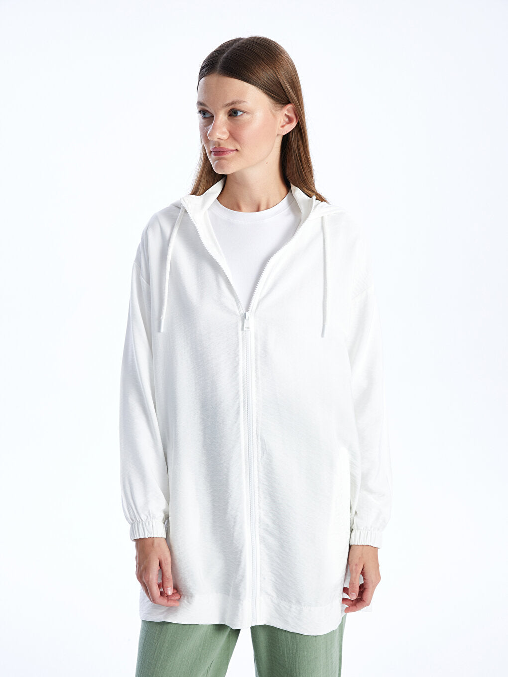 Hooded Plain Long Sleeve Women's Tunic