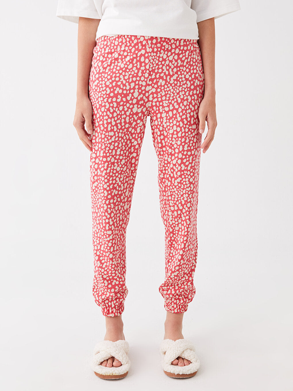 Patterned Women's Jogger Pajama Bottoms with Elastic Waist