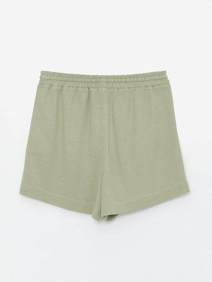 Standard Fit Plain Linen Blend Women's Shorts