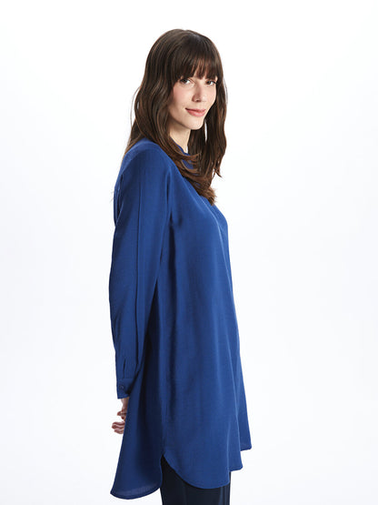 Magnificent Collar Plain Long Sleeve Women's Tunic