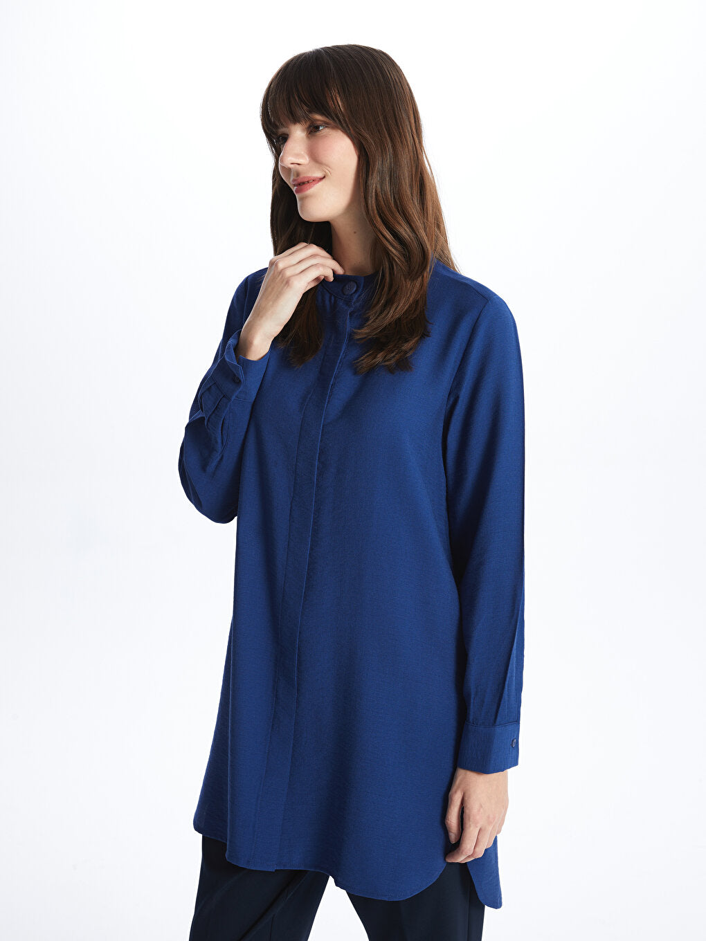 Magnificent Collar Plain Long Sleeve Women's Tunic