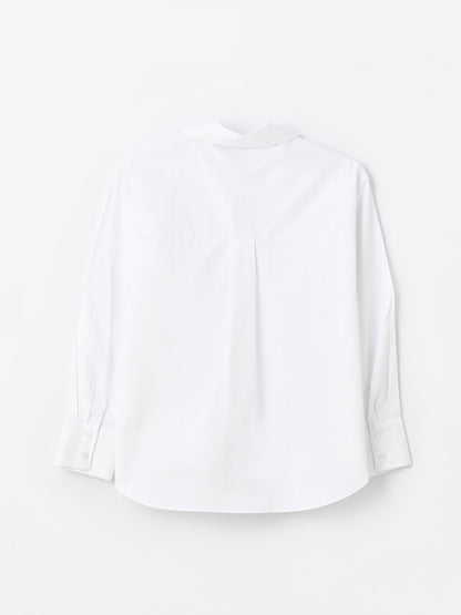 Plain Long Sleeve Oversize Poplin Women's Shirt