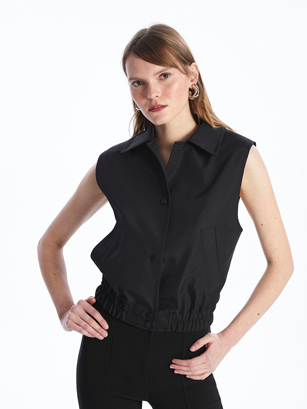 Women's Shirt Collar Plain Vest