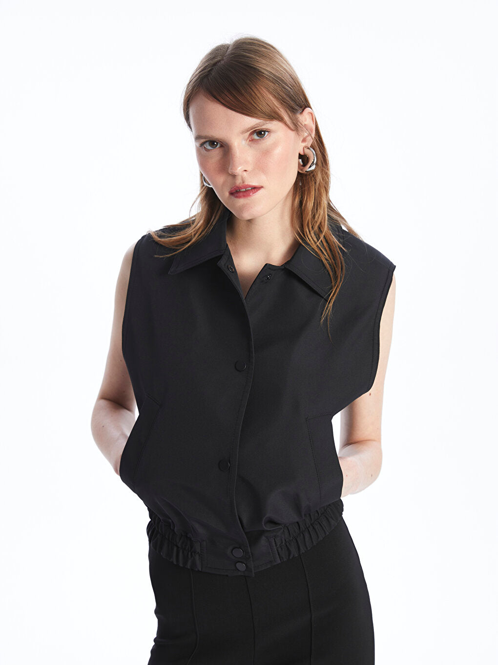 Women's Shirt Collar Plain Vest