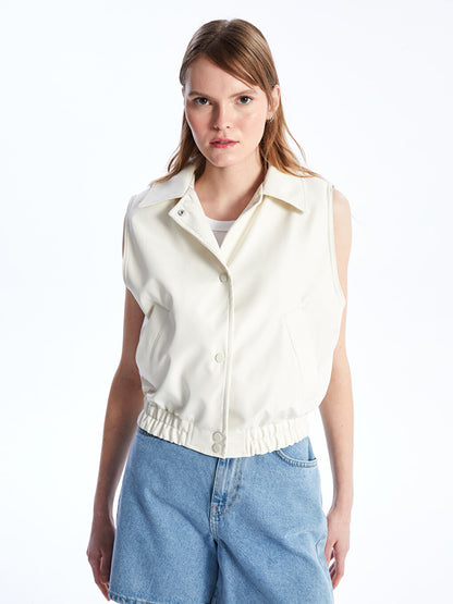 Women's Shirt Collar Plain Vest