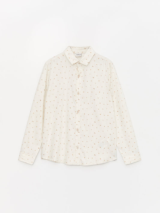 Patterned Linen Blend Boy's Shirt