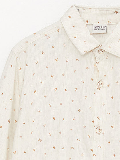 Patterned Linen Blend Boy's Shirt