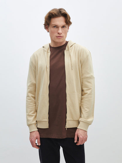 Hooded Long Sleeve Men's Zipper Sweatshirt