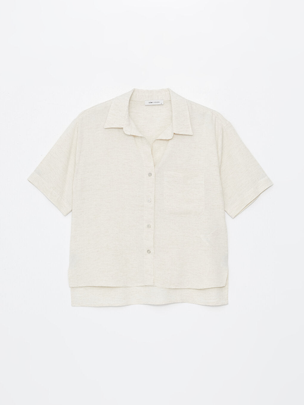 Plain Short Sleeve Linen Blend Women's Shirt