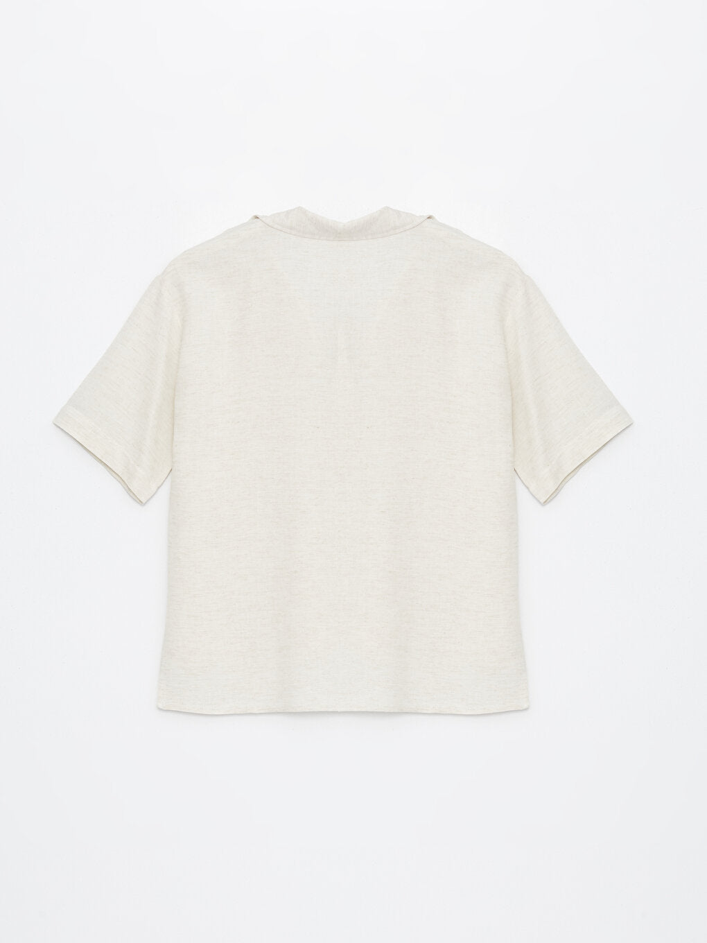 Plain Short Sleeve Linen Blend Women's Shirt