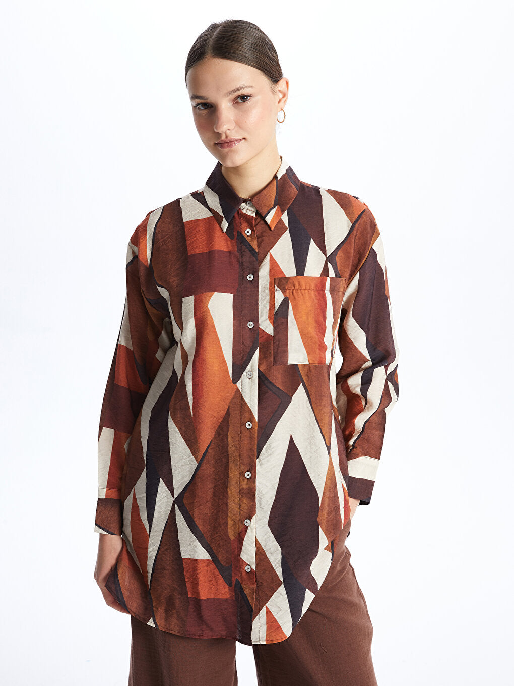 Patterned Long Sleeve Women's Shirt Tunic