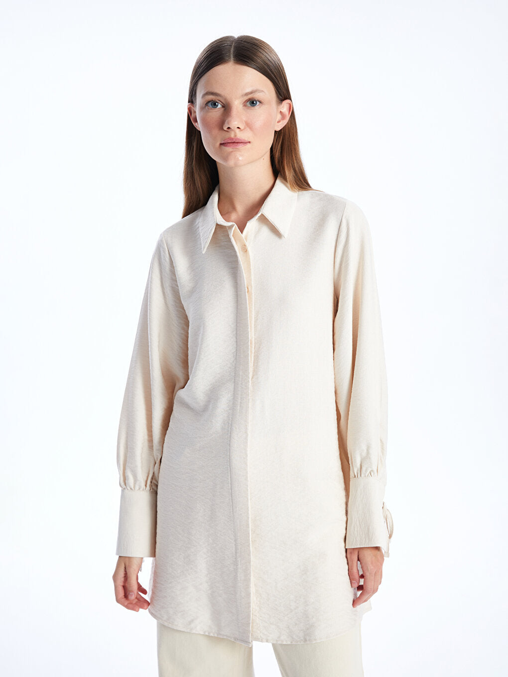 Plain Long Sleeve Women's Shirt Tunic