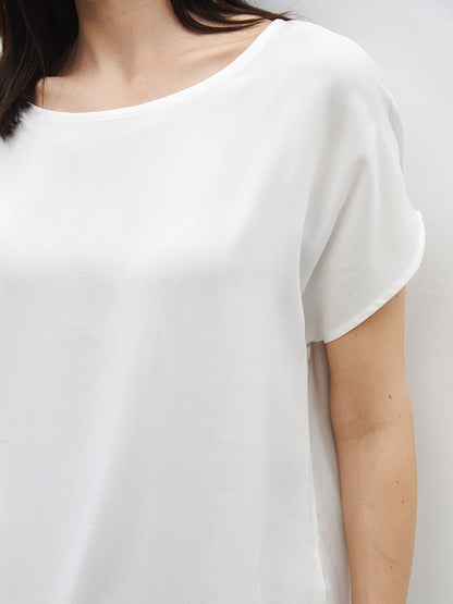 Crew Neck Plain Short Sleeve Women's Blouse