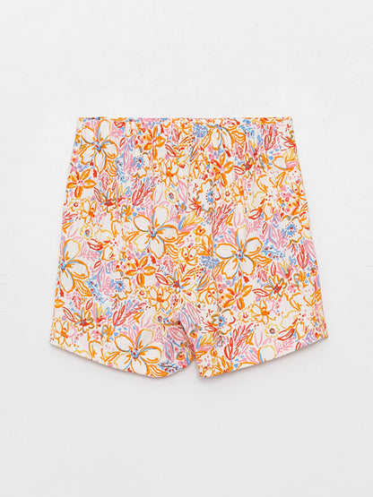 Floral Girl's Shorts Skirt with Elastic Waist