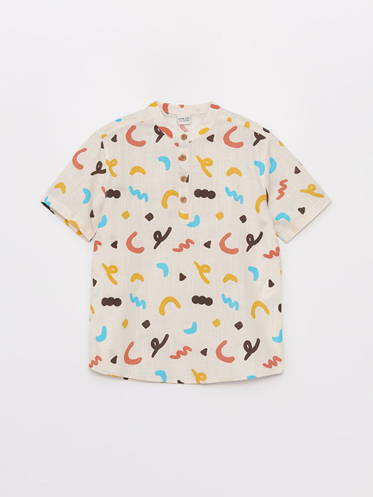 Judge Collar Patterned Short Sleeve Boys' Shirt