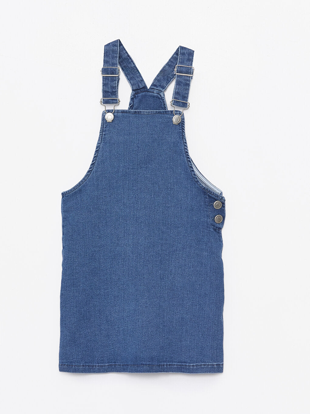 Square Neck Girl's Jean Salopette Dress