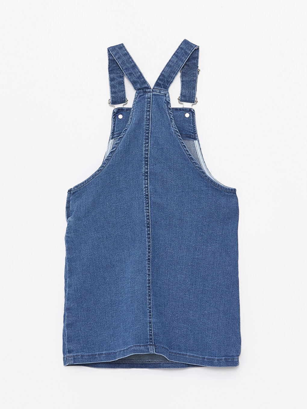 Square Neck Girl's Jean Salopette Dress