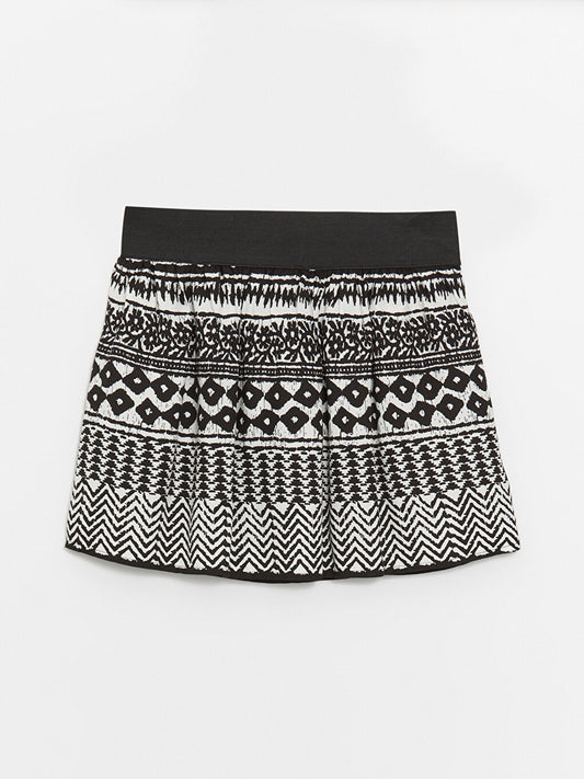 Patterned Girl's Skirt with Elastic Waist