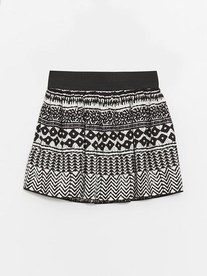 Patterned Girl's Skirt with Elastic Waist