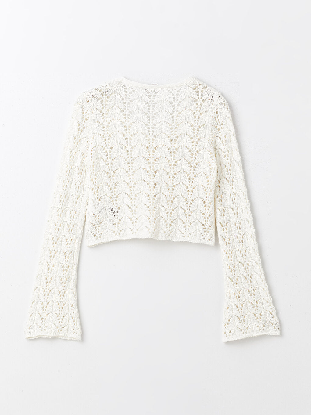 V-Neck Openwork Long Sleeve Women's Knitwear Cardigan