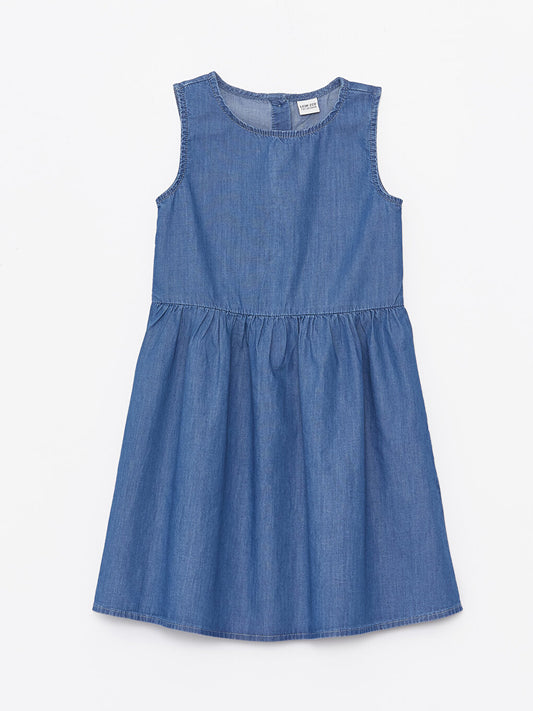 Crew Neck Girl's Jean Dress