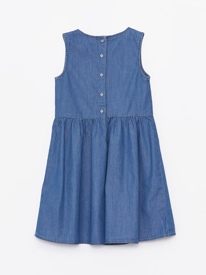 Crew Neck Girl's Jean Dress