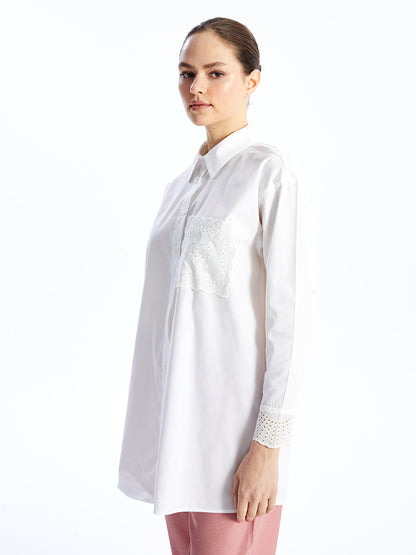 Embroidered Long Sleeve Oversize Women's Shirt Tunic