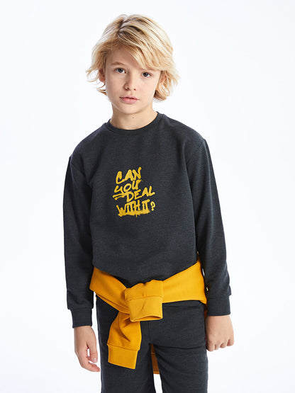 Crew Neck Printed Long Sleeve Boy's Sweatshirt