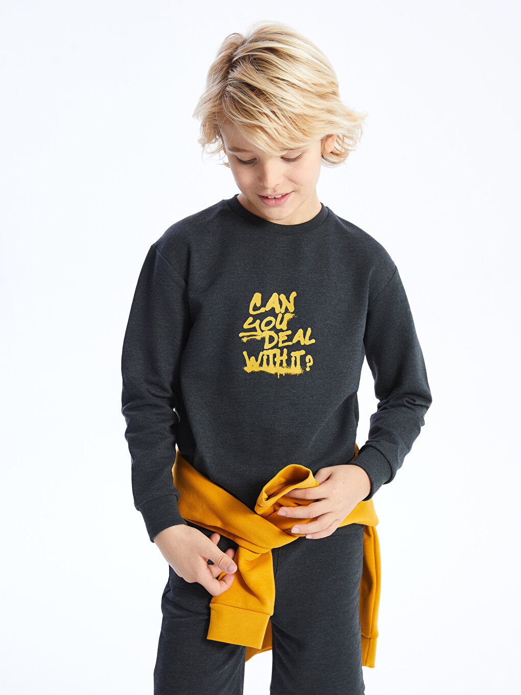 Crew Neck Printed Long Sleeve Boy's Sweatshirt