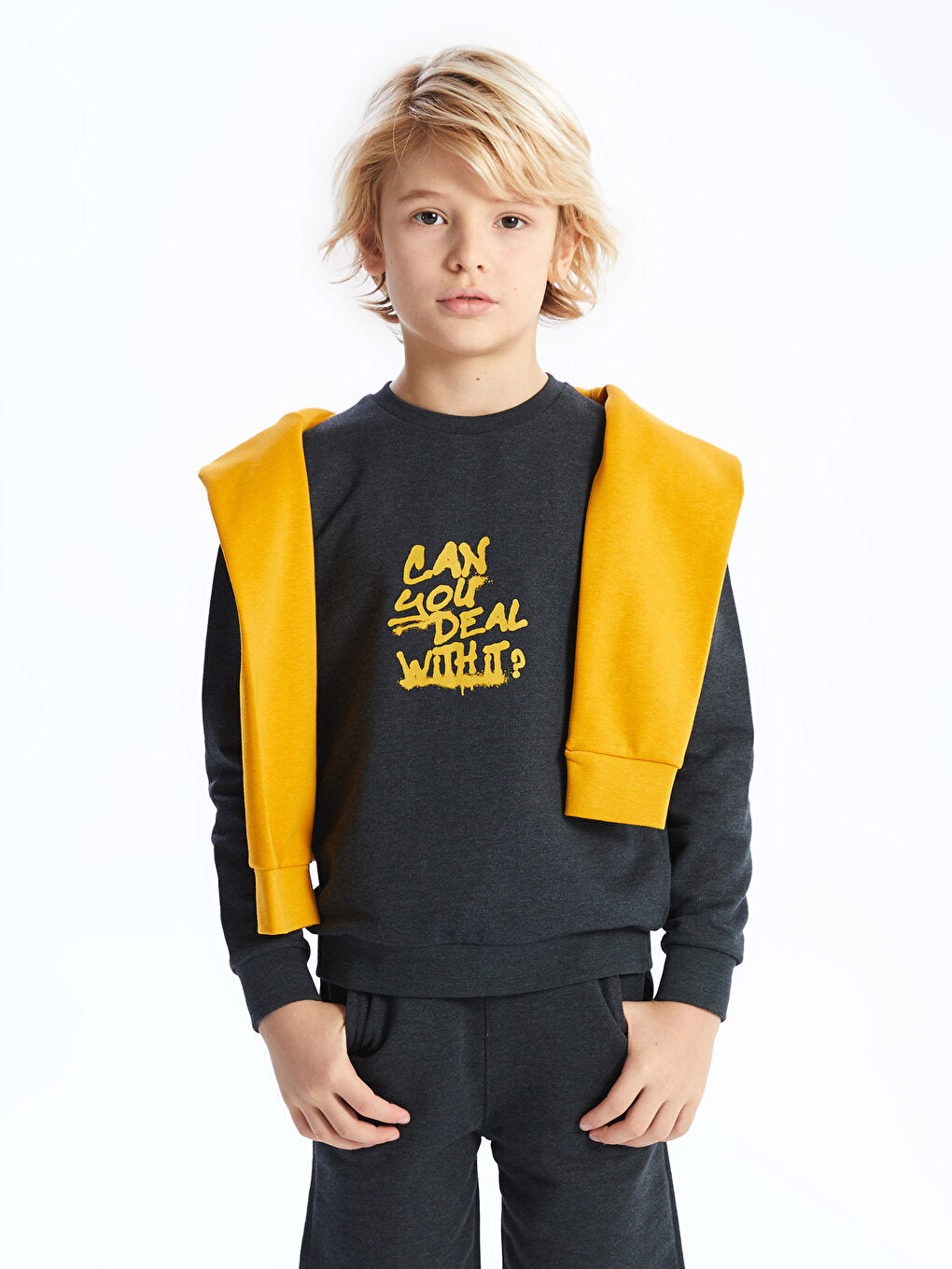 Crew Neck Printed Long Sleeve Boy's Sweatshirt