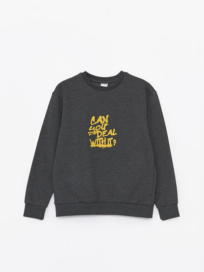 Crew Neck Printed Long Sleeve Boy's Sweatshirt