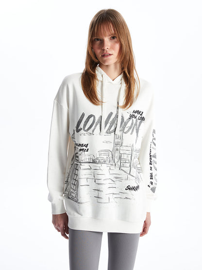 Printed Long Sleeve Oversize Women's Hoodie