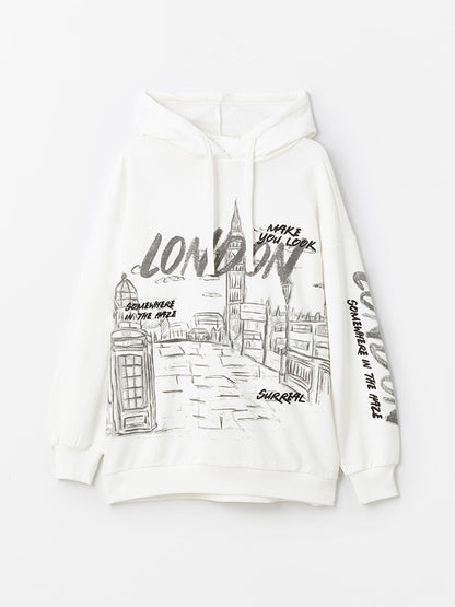 Printed Long Sleeve Oversize Women's Hoodie